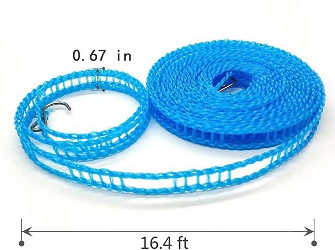 Cloth Drying Nylon Rope with Hooks – Indoor & Outdoor Laundry Line