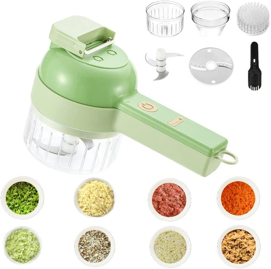 4 in 1 Portable Electric Vegetable Cutter Set | USB Rechargeable Chopper, Slicer & Peeler