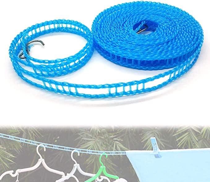 Cloth Drying Nylon Rope with Hooks – Indoor & Outdoor Laundry Line