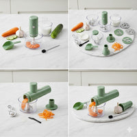 4 in 1 Portable Electric Vegetable Cutter Set | USB Rechargeable Chopper, Slicer & Peeler