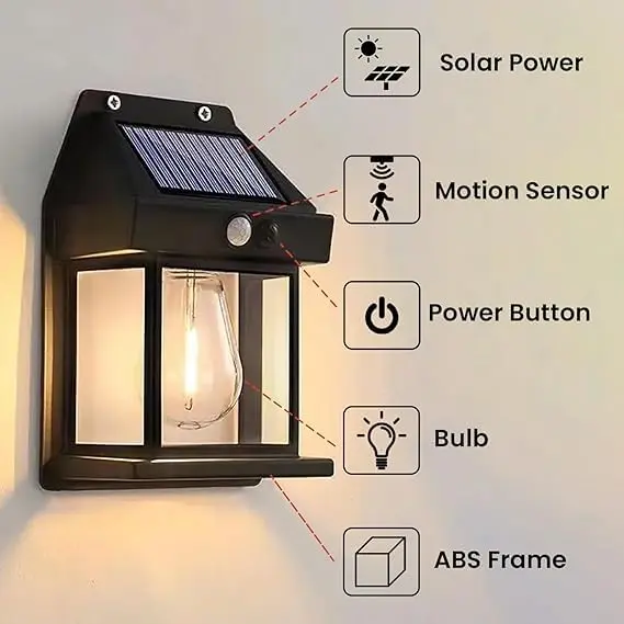 Solar Wall Lights Lamp Outdoor Wireless Dusk To Dawn Porch Lights Fixture