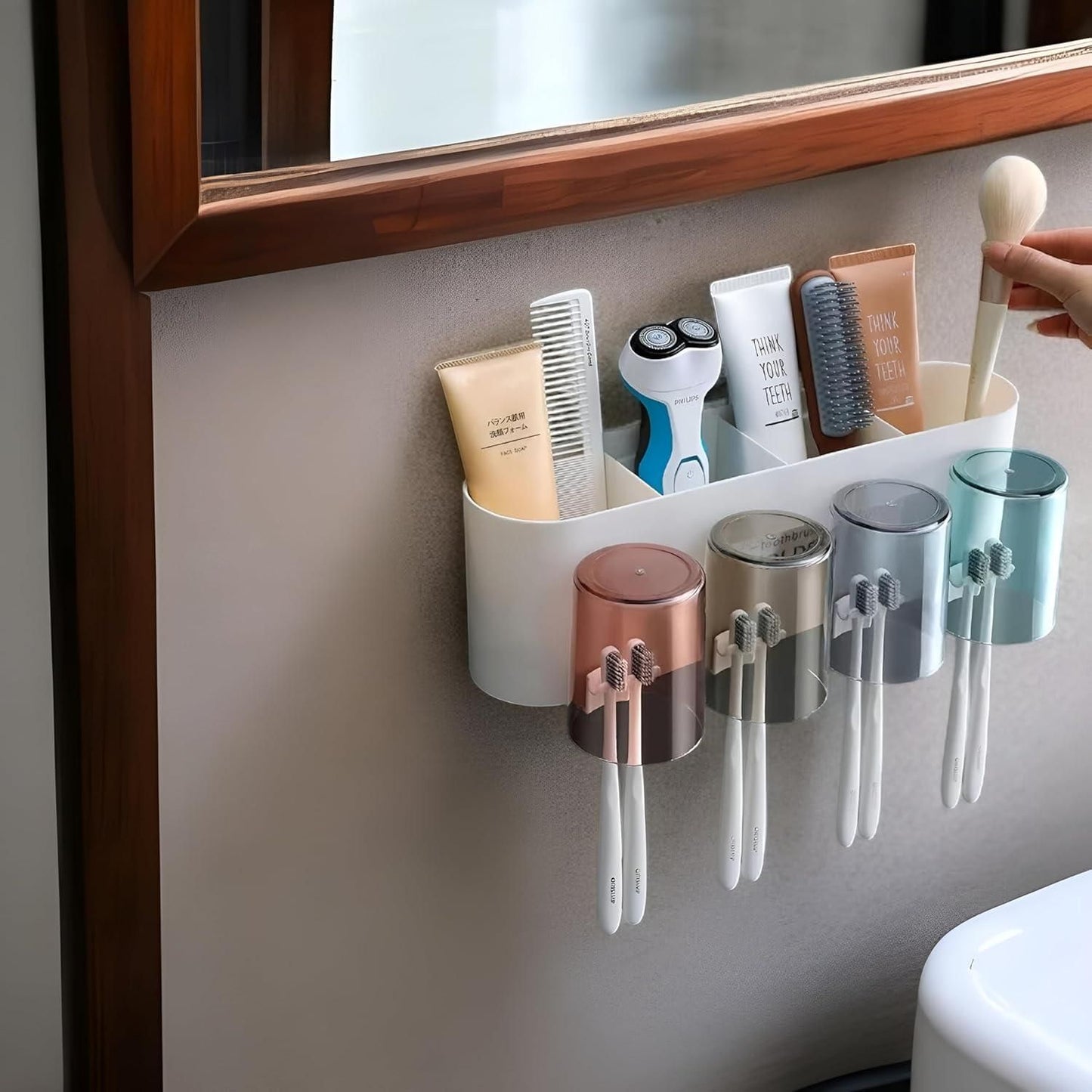 Wall-Mounted Plastic Toothbrush Holder
