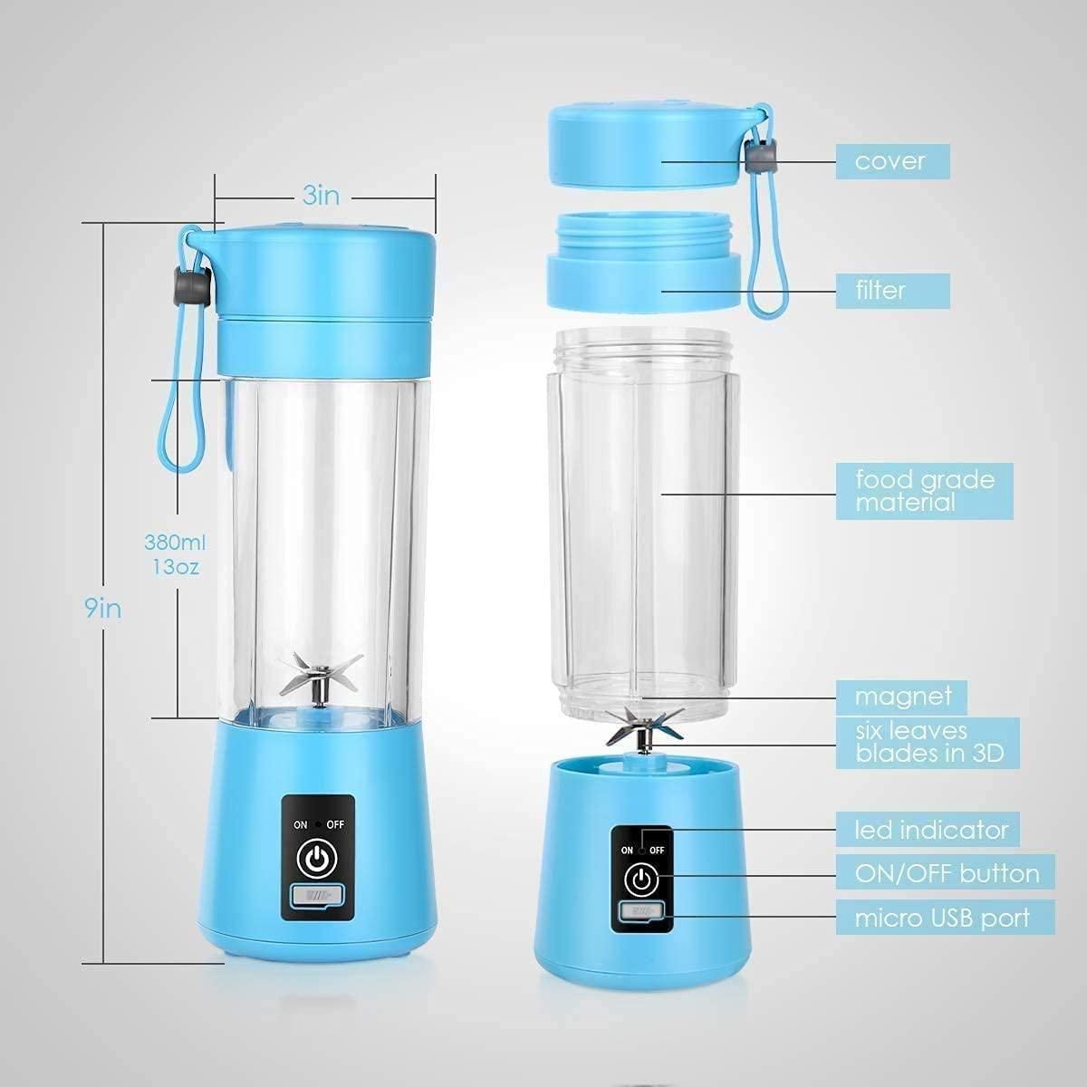 Portable USB Rechargeable 6-Blade Juicer – Smoothie & Shake Maker