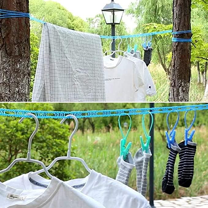 Cloth Drying Nylon Rope with Hooks – Indoor & Outdoor Laundry Line