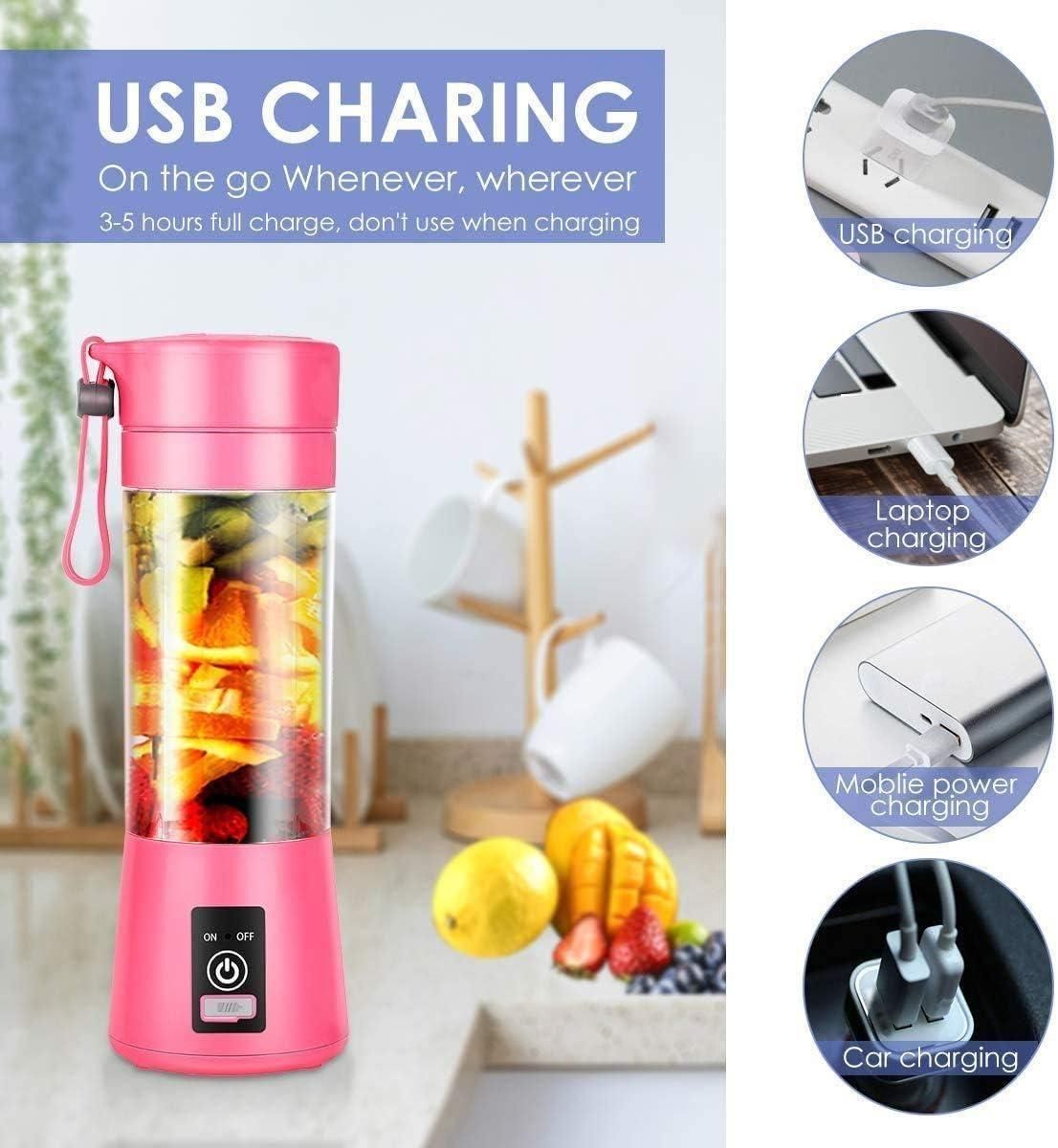 Portable USB Rechargeable 6-Blade Juicer – Smoothie & Shake Maker