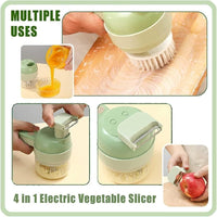4 in 1 Portable Electric Vegetable Cutter Set | USB Rechargeable Chopper, Slicer & Peeler