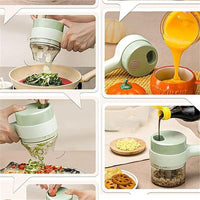 4 in 1 Portable Electric Vegetable Cutter Set | USB Rechargeable Chopper, Slicer & Peeler