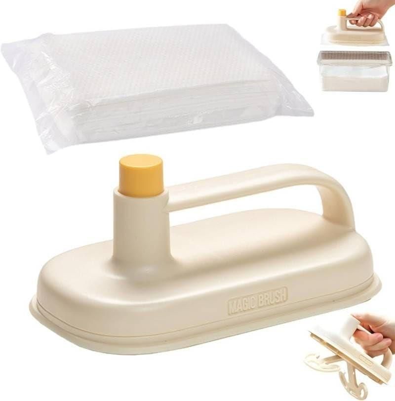 🧽 Disposable Magic Wipes Cleaning Brush with Handle | No-Wash Grease & Oil Stain Cleaner for Kitchen