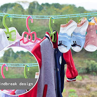 Cloth Drying Nylon Rope with Hooks – Indoor & Outdoor Laundry Line