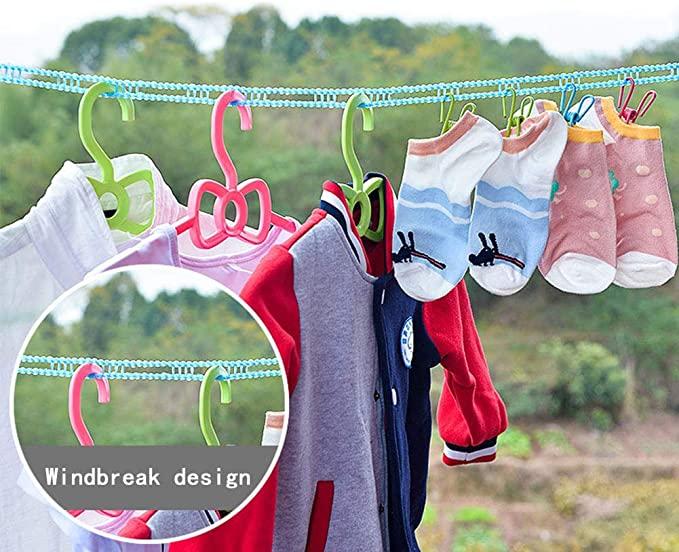 Cloth Drying Nylon Rope with Hooks – Indoor & Outdoor Laundry Line