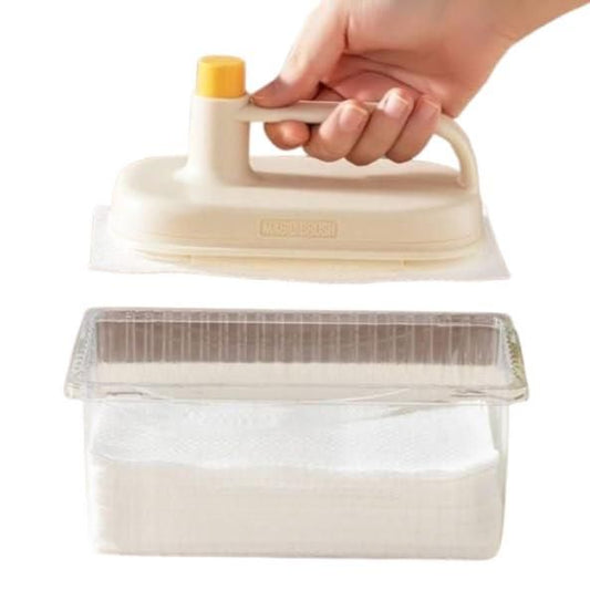 🧽 Disposable Magic Wipes Cleaning Brush with Handle | No-Wash Grease & Oil Stain Cleaner for Kitchen